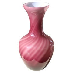 Vintage Murano 70s Swirl Glass Vase Red Burgundy Purple