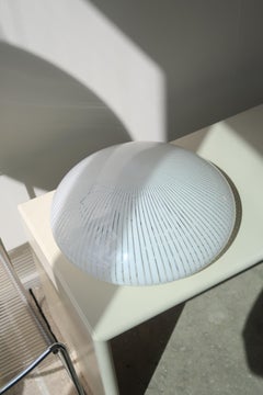 Vintage Murano 1970s White Glass Flat Plafond Flush Mount Ceiling Wall Lamp