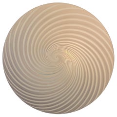 Vintage Murano 70s White Swirl Flat Plafond Flush Mount Ceiling Wall Lamp