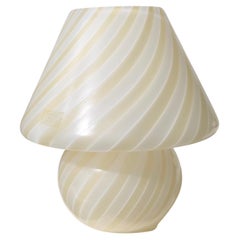 Vintage Murano 70s yellow white Swirl Glass Mushroom Table Lamp
