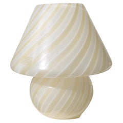 Retro Murano 70s yellow white Swirl Glass Mushroom Table Lamp