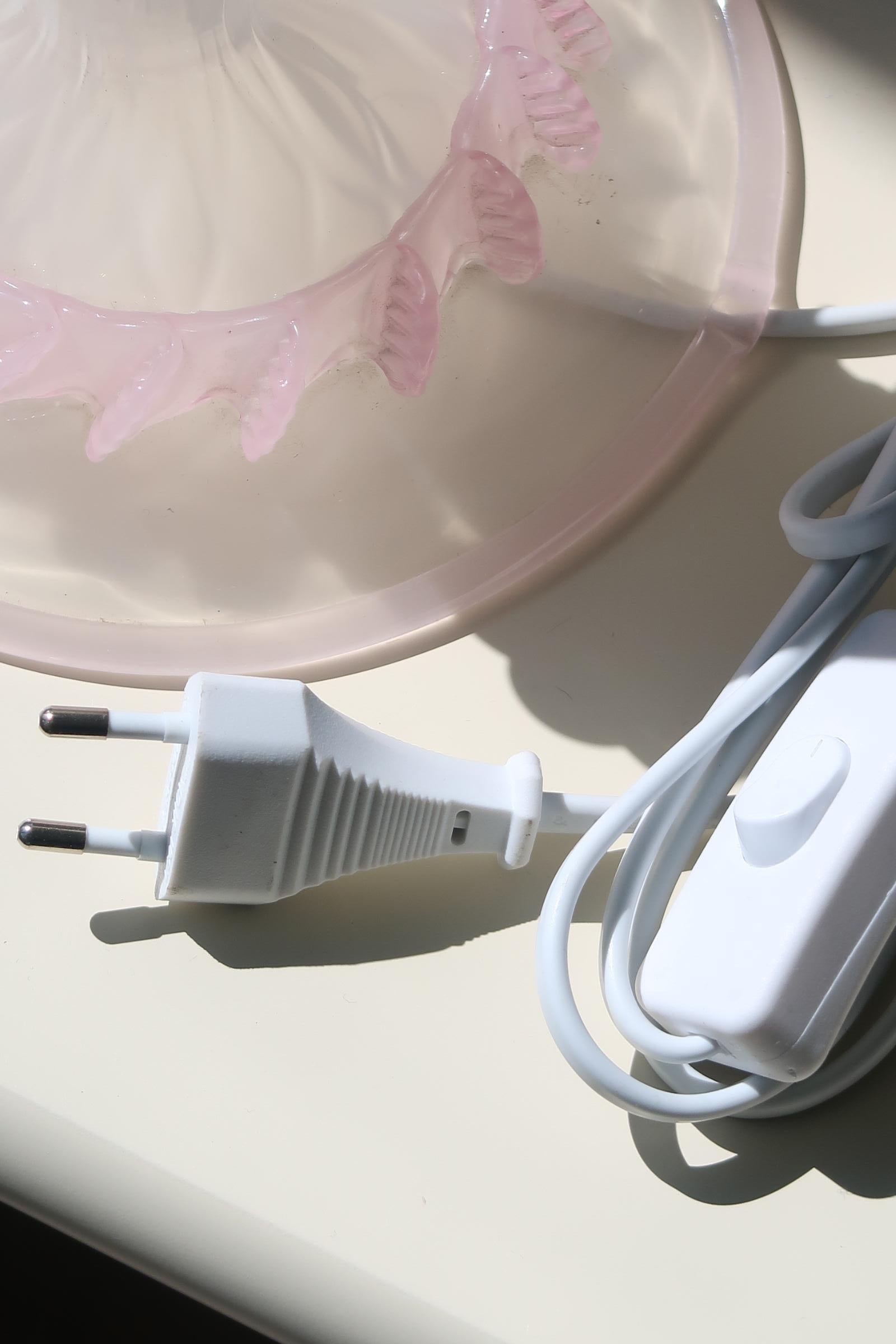 Vintage Murano 90s Mouth Blown Frosted Pink Glass Table Lamp Base In Good Condition In København, DK