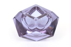 Vintage Murano Alesandro Mandruzzato Faceted Purple Glass Bowl Or Candle Holder