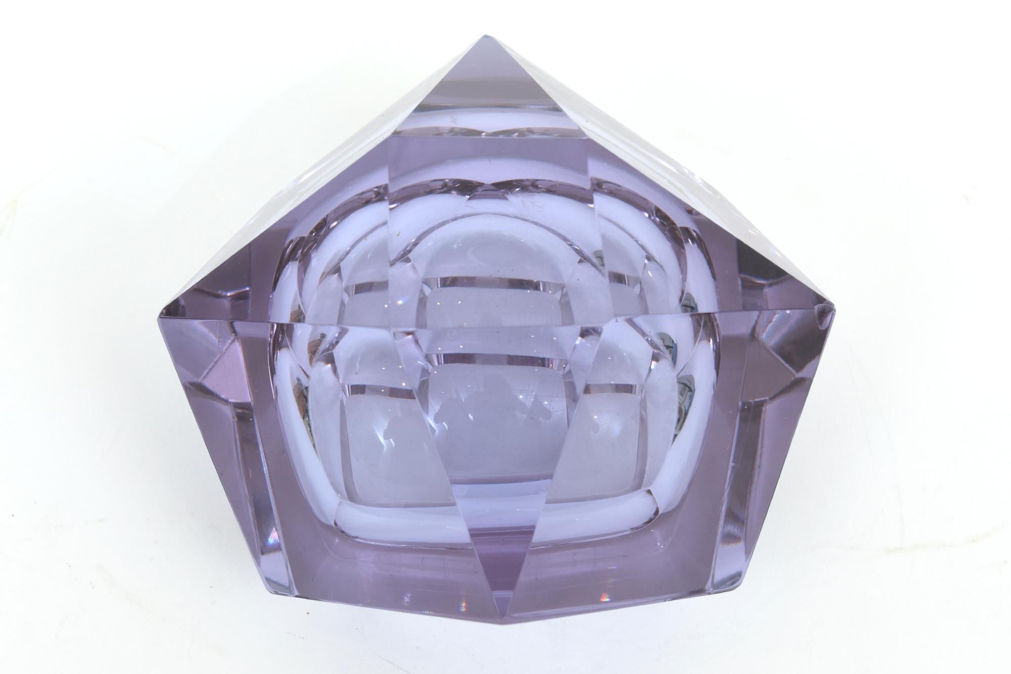 Cuenco o portavelas vintage de cristal morado facetado de Murano Alesandro Mandruzzato 2