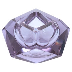 Bol ou bougeoir vintage de Murano Alesandro Mandruzzato en verre violet facetté