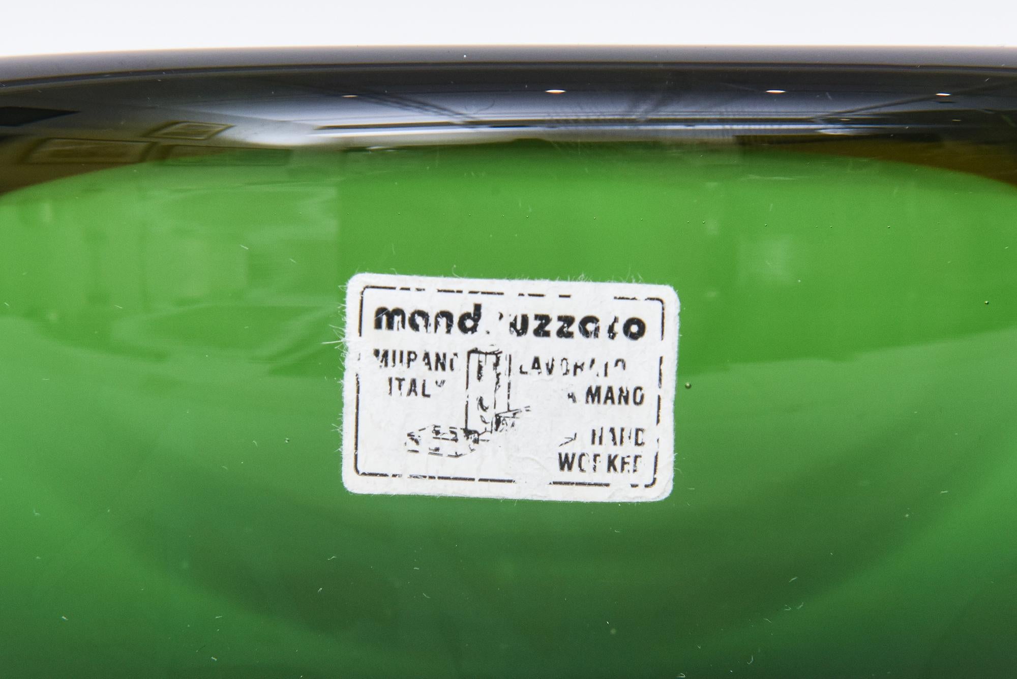 Vintage Murano Alessandro Mandruzzato Sommerso Ciotola in vetro Geode Verde, Ambra in vendita 3