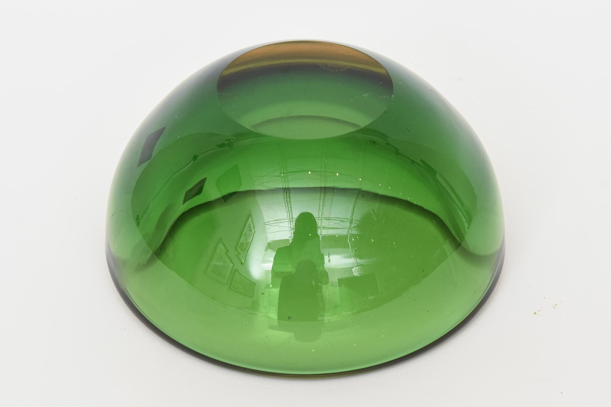 Vintage Murano Alessandro Mandruzzato Sommerso Glass Geode Bowl Green, Amber  For Sale 4
