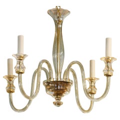 Vintage Murano Amber/Champagne Clear Glass Chandelier