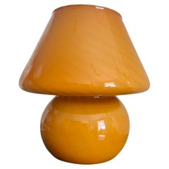 Vintage Murano Amber Glass Mushroom Table Lamp Honey Caramel Swirl, Italy 1970s
