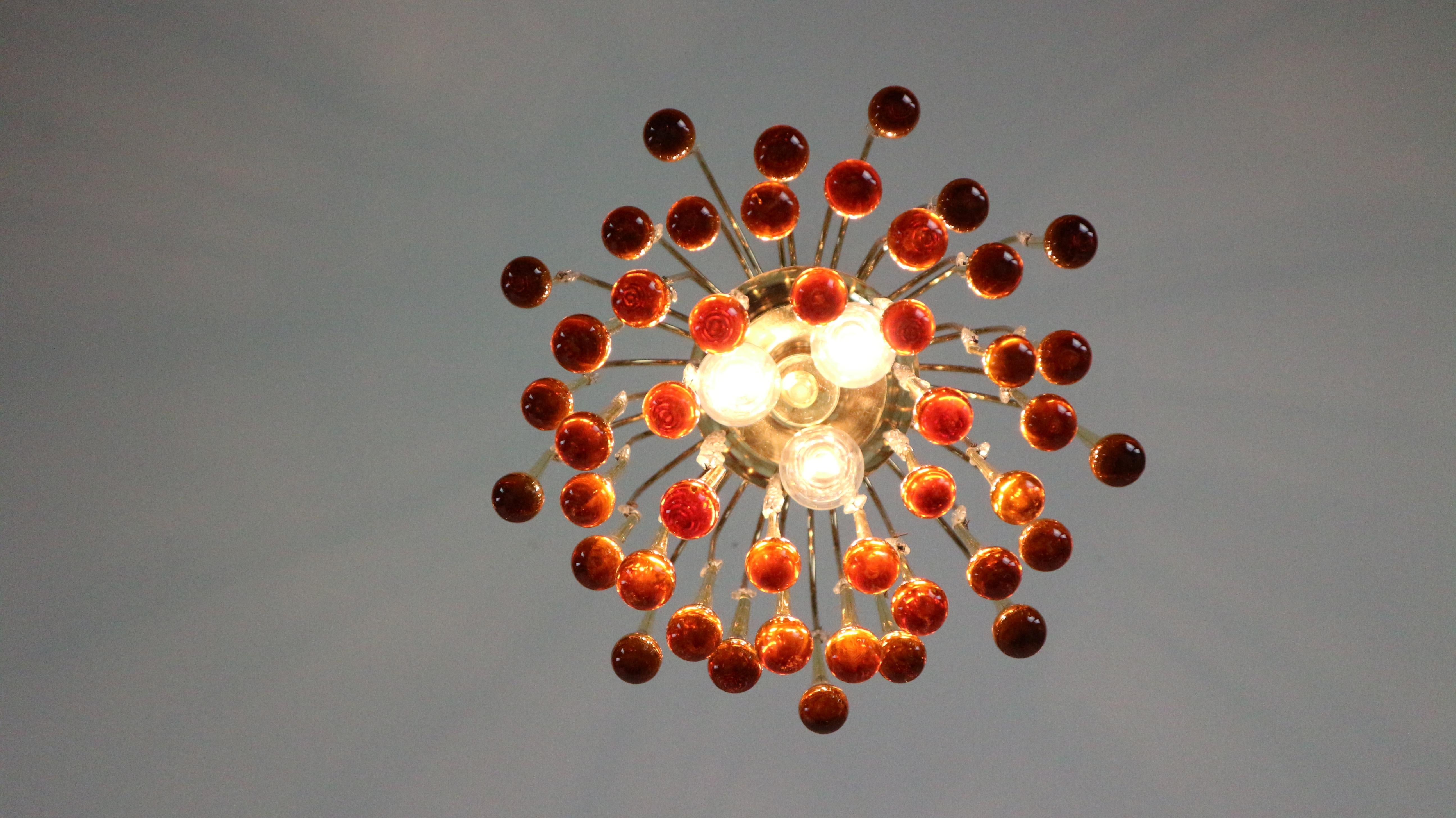 Vintage Murano Amber Glass Tear Drop Chandelier by Paolo Vanini, 1960 Italy 3