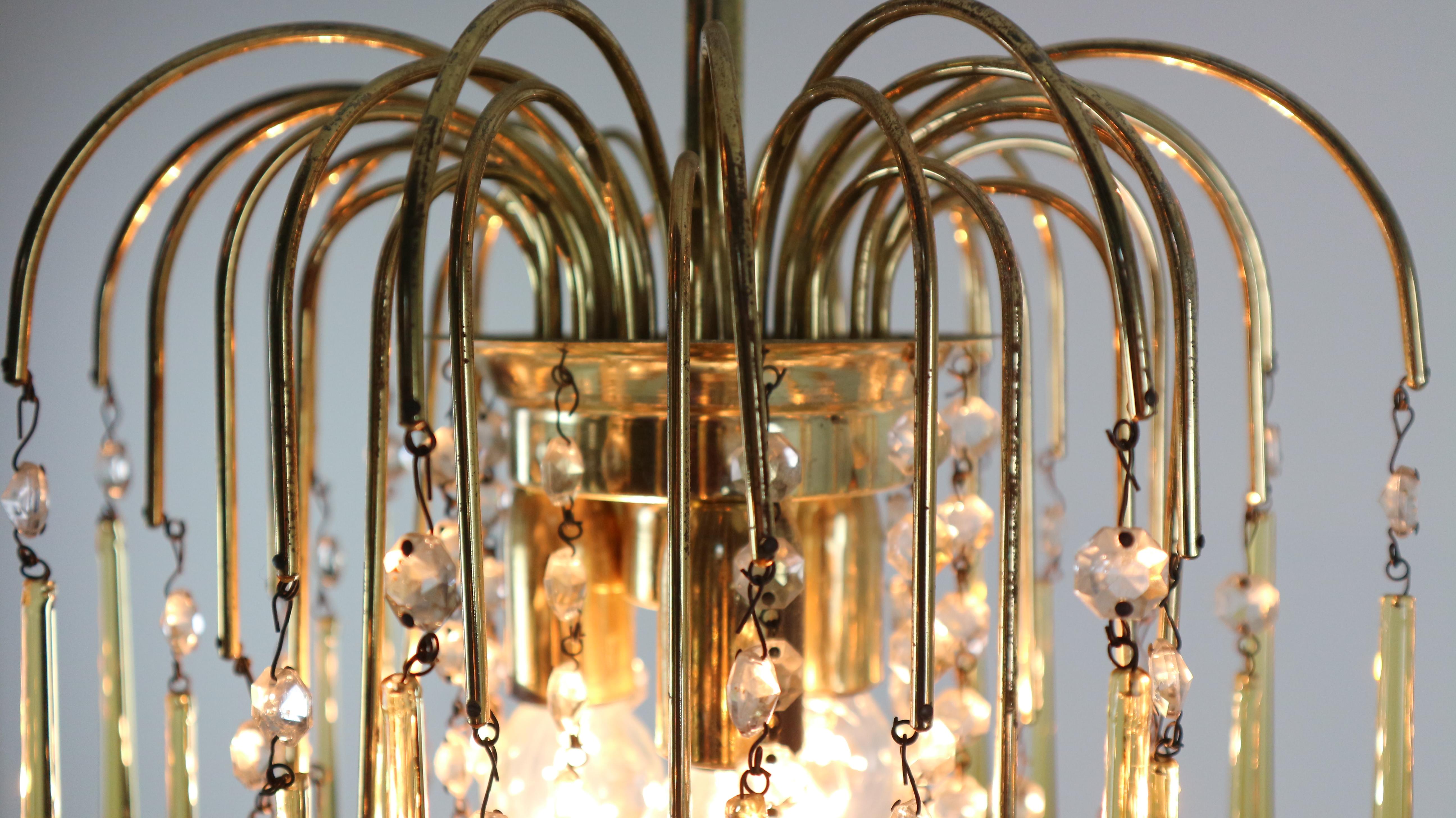 Vintage Murano Amber Glass Tear Drop Chandelier by Paolo Vanini, 1960 Italy In Good Condition In The Hague, NL