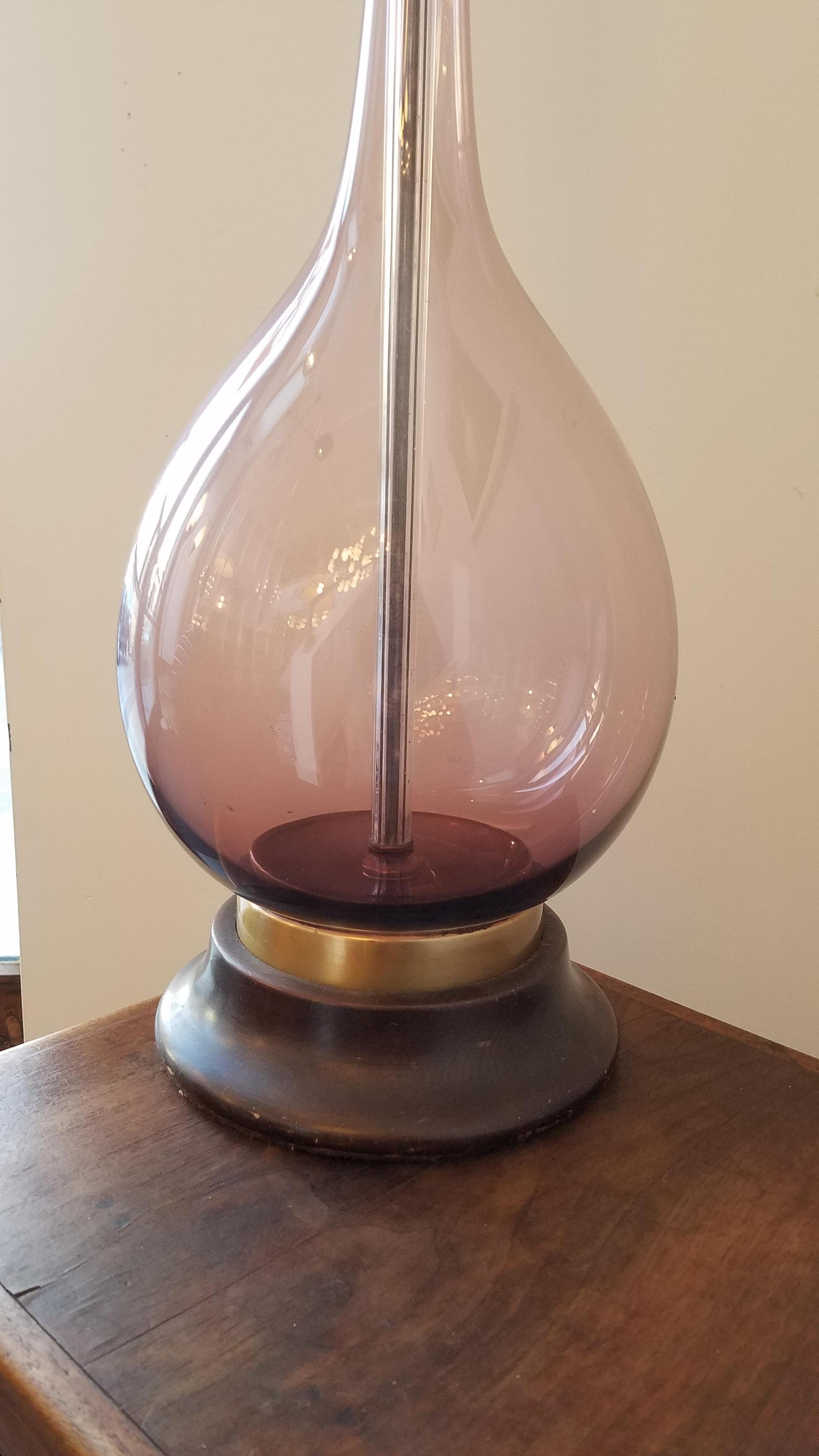 Mid-Century Modern Vintage Murano Amethyst Glass Tall Lamp