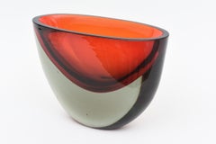 Vintage Murano Antonio da Ros for Cenedese Red, Charcoal, Orange Sommerso Vase