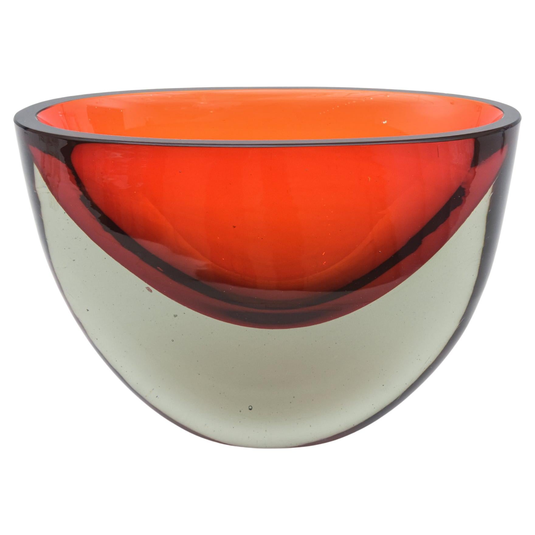 Vaso di Murano d'epoca Antonio da Ros per Cenedese Rosso, Carbone, Arancione Sommerso in vendita