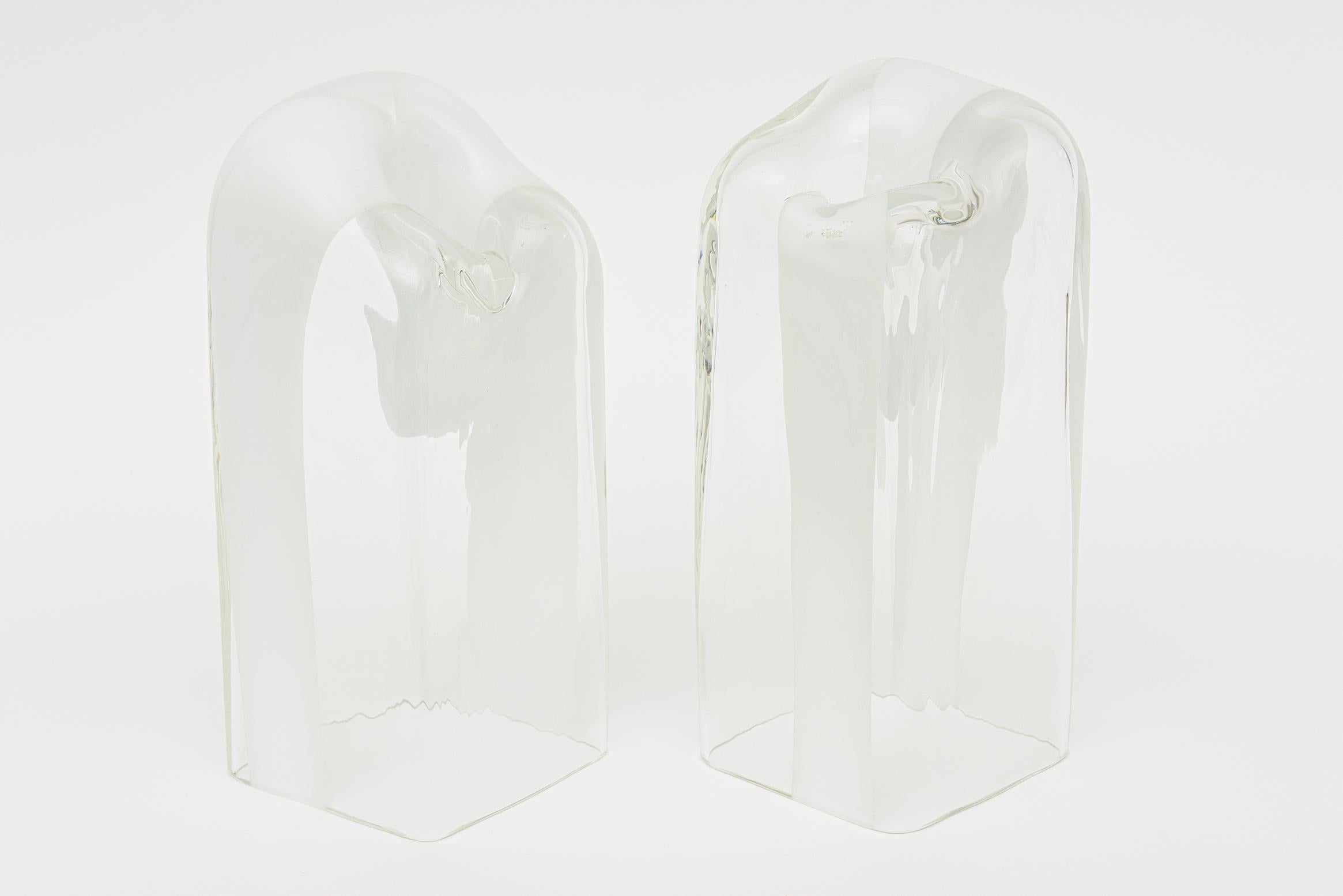 Modern Vintage Murano Antonio da Ros for Cenedese White, Clear Blob Vases or Vessels  For Sale