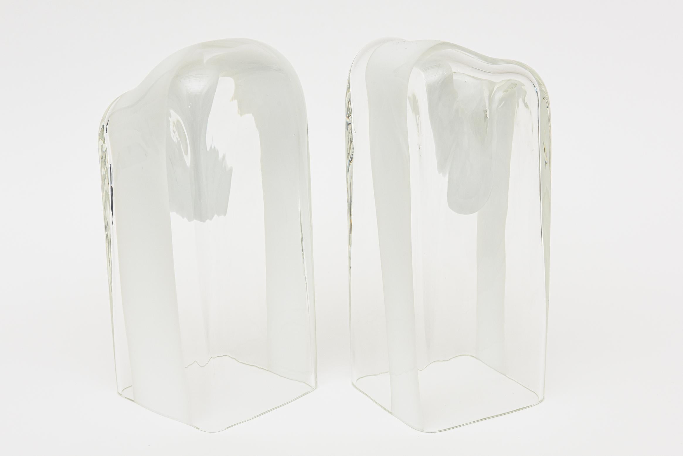 Weiße, klare mundgeblasene Murano-Vasen oder -Gefäße von Antonio da Ros für Cenedese  (Europäisch) im Angebot