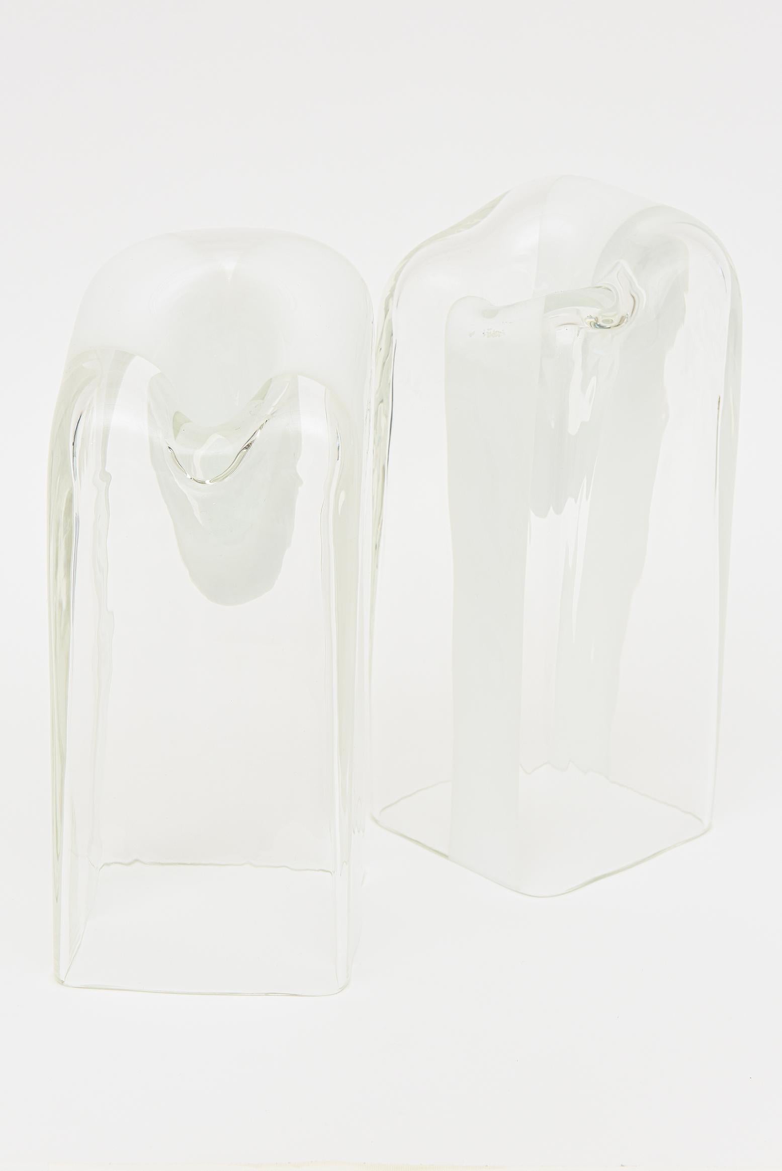 Weiße, klare mundgeblasene Murano-Vasen oder -Gefäße von Antonio da Ros für Cenedese  im Zustand „Gut“ im Angebot in North Miami, FL