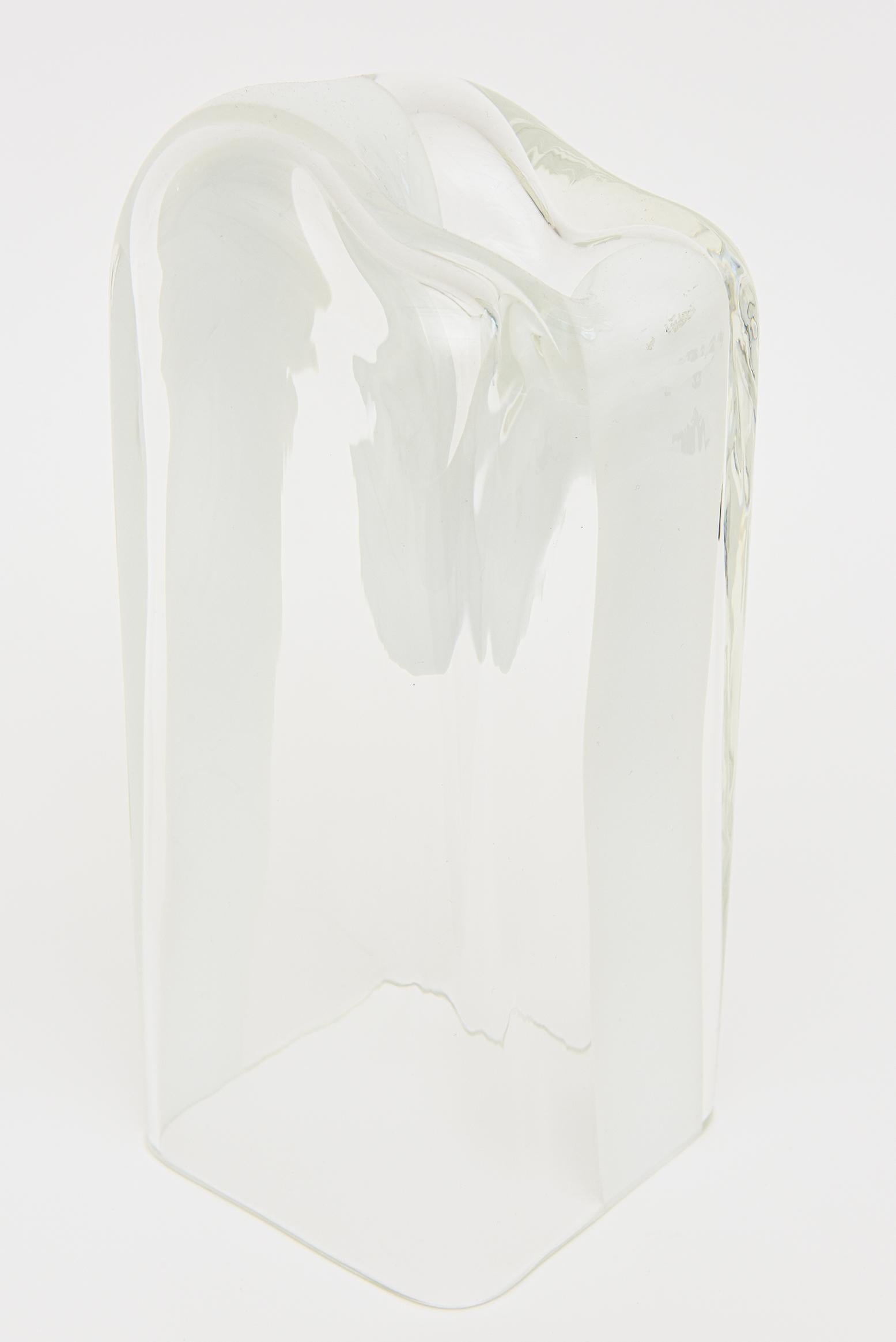 Weiße, klare mundgeblasene Murano-Vasen oder -Gefäße von Antonio da Ros für Cenedese  im Angebot 1