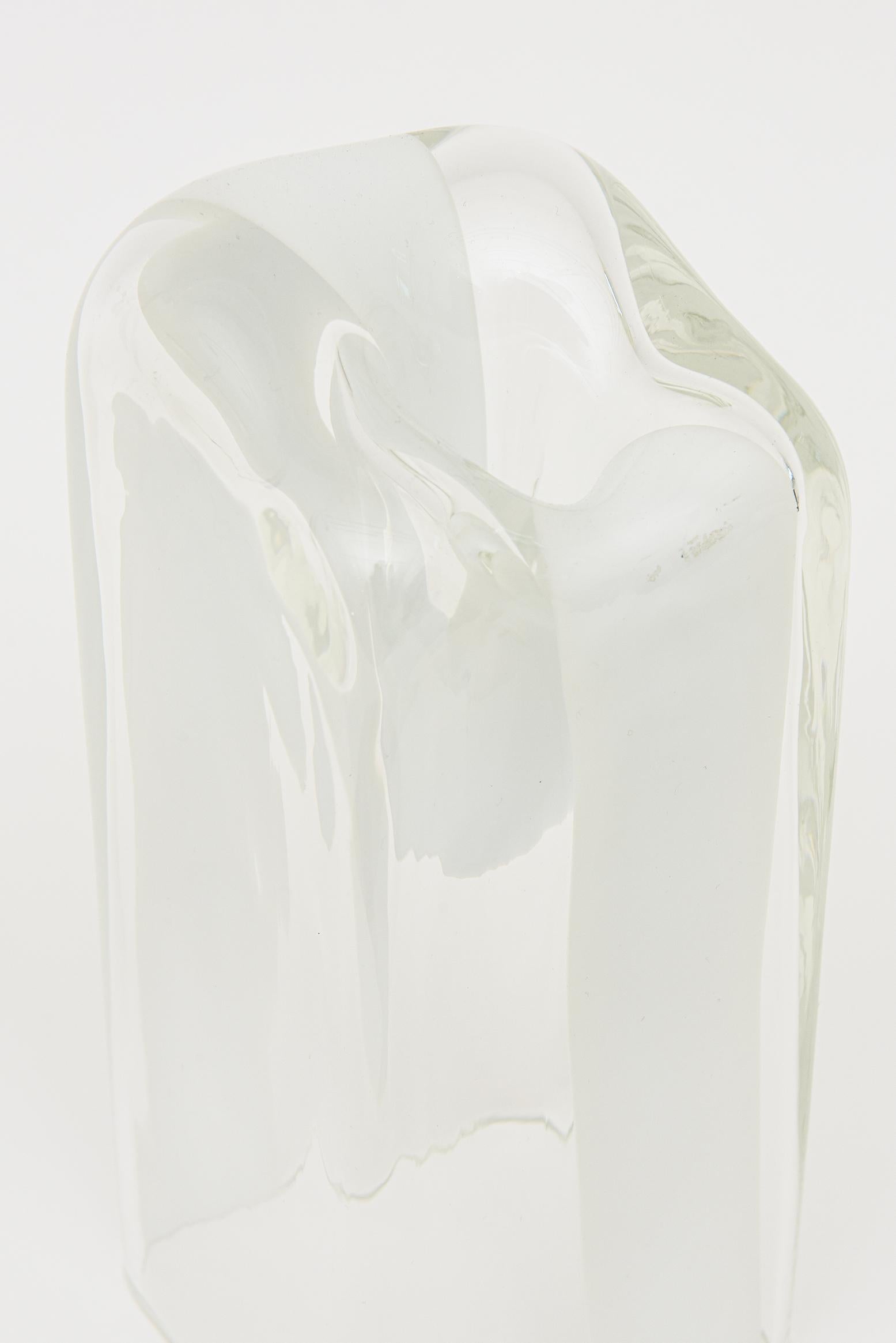 Weiße, klare mundgeblasene Murano-Vasen oder -Gefäße von Antonio da Ros für Cenedese  im Angebot 2