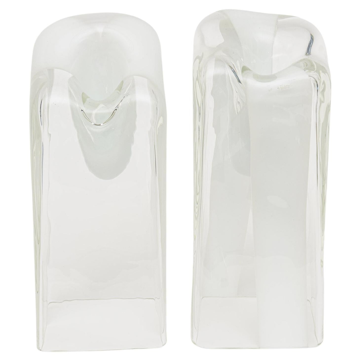 Weiße, klare mundgeblasene Murano-Vasen oder -Gefäße von Antonio da Ros für Cenedese  im Angebot