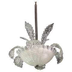 Vintage Murano Art Deco Chandelier with leaves, 1950