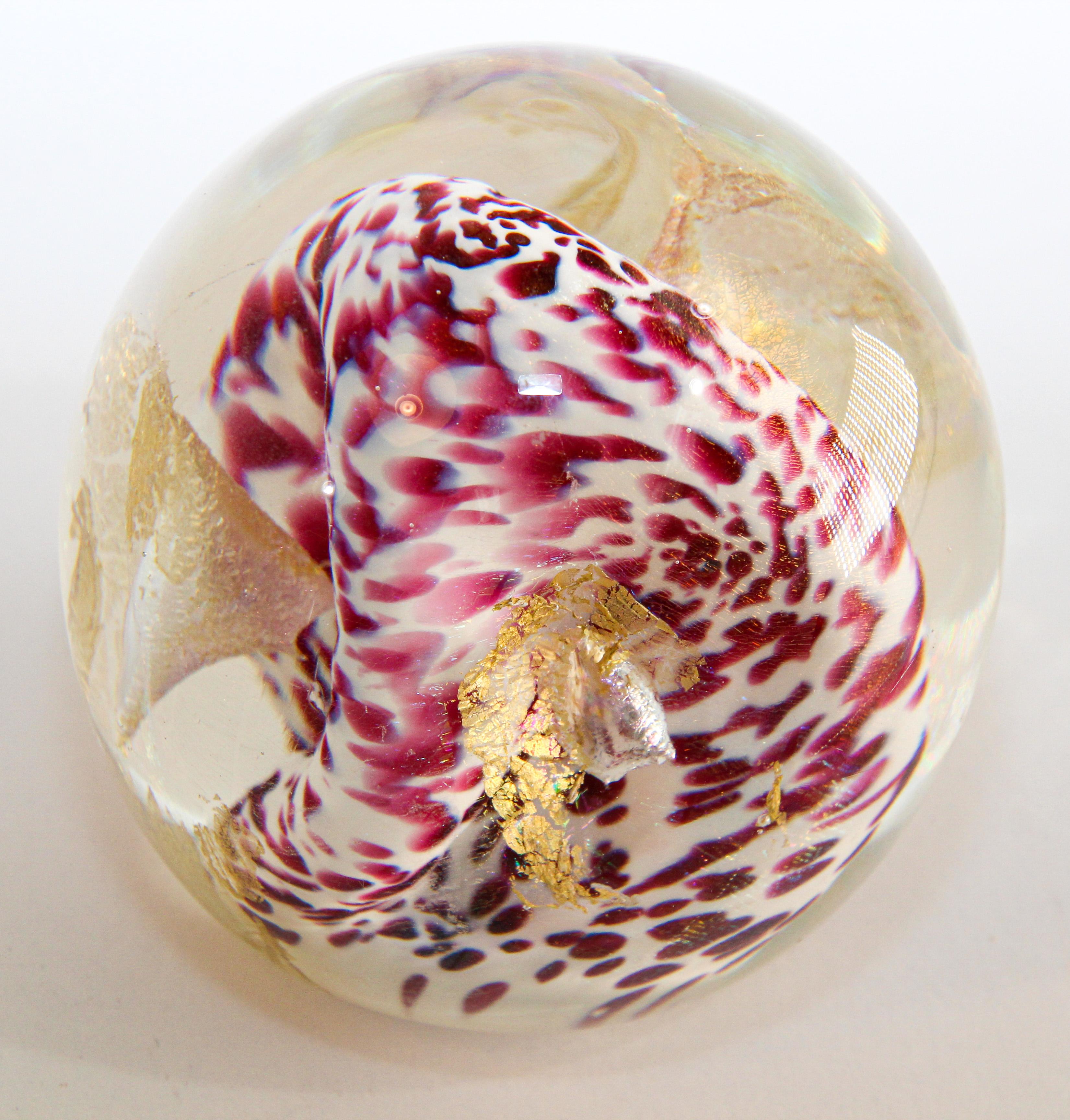 20th Century Vintage Murano Art Glass Abstract Design Paper Weight, 1993 For Sale