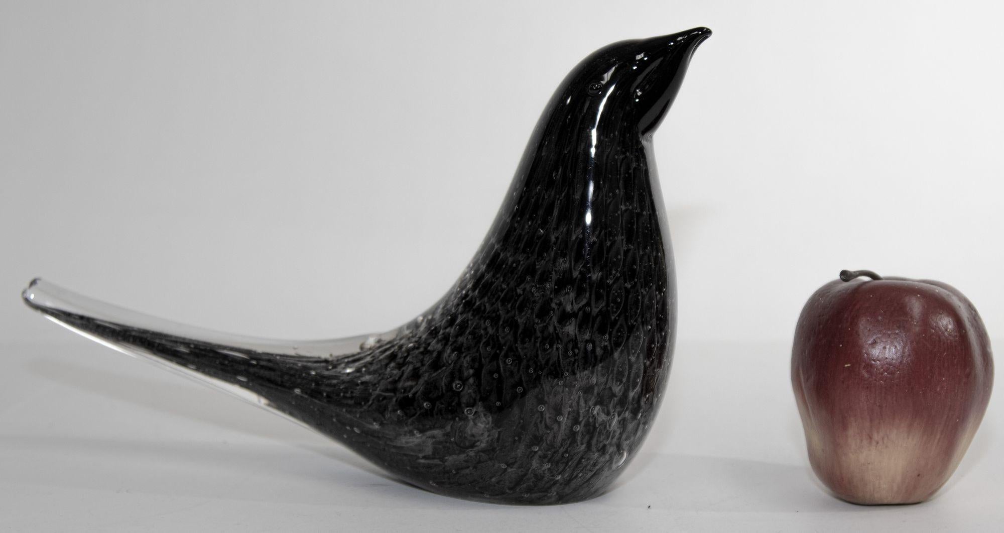 Vintage Murano Art Glass Black Bird Mid-Century Modern, 1960's For Sale 3