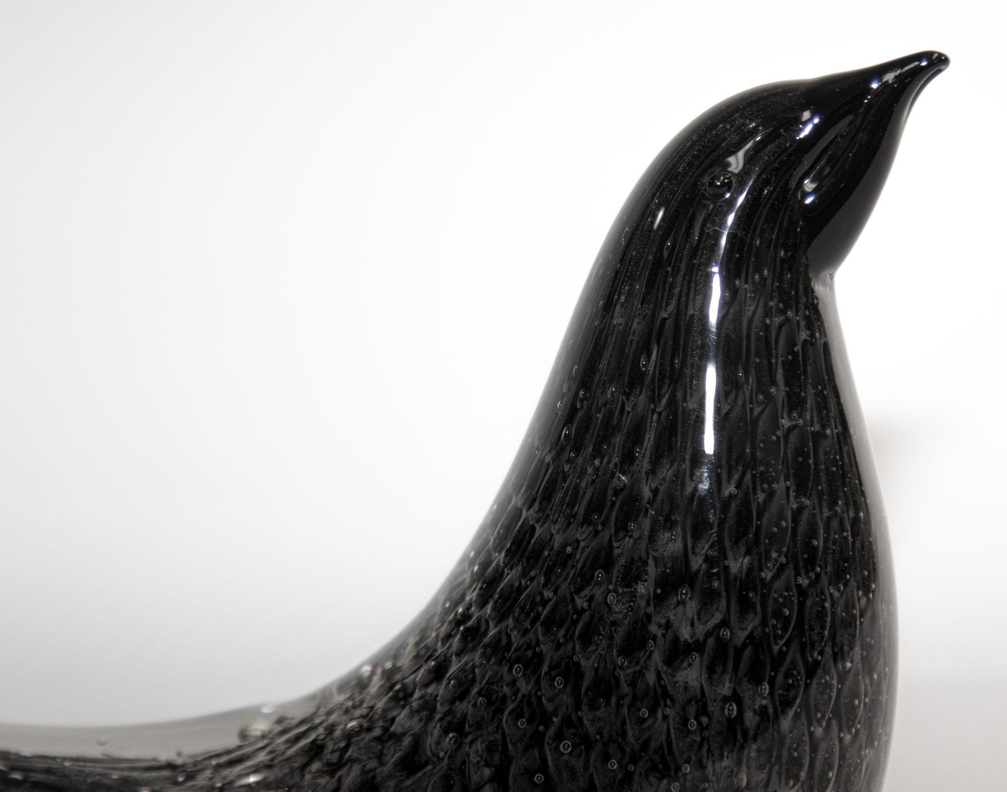 Vintage Murano Art Glass Black Bird Mid-Century Modern, 1960's For Sale 10