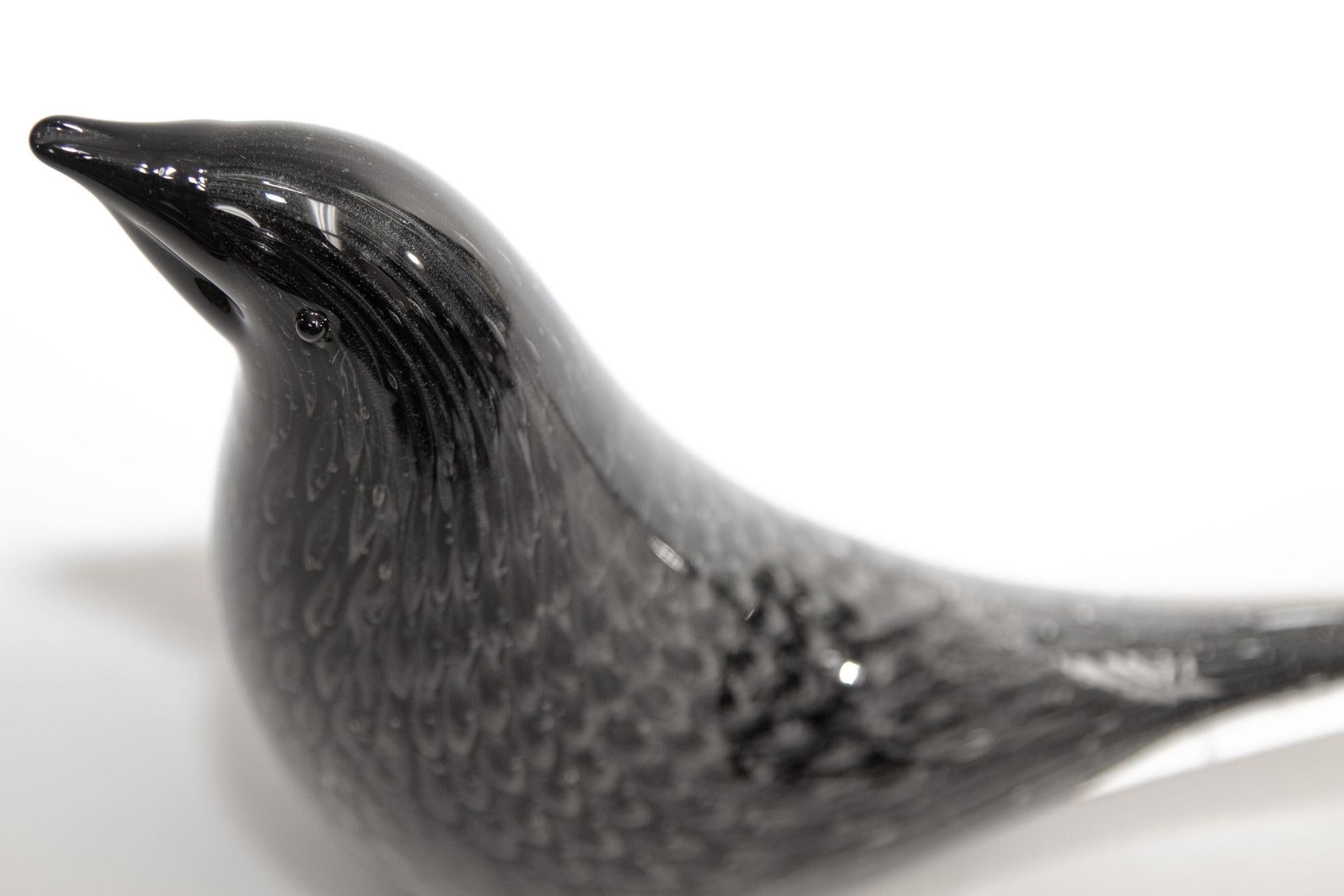 20th Century Vintage Murano Art Glass Black Bird Mid-Century Modern, 1960's For Sale