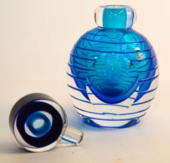 Vintage Murano Art Glass Blue Jewel Tone Sommerso Style Perfume Bottle