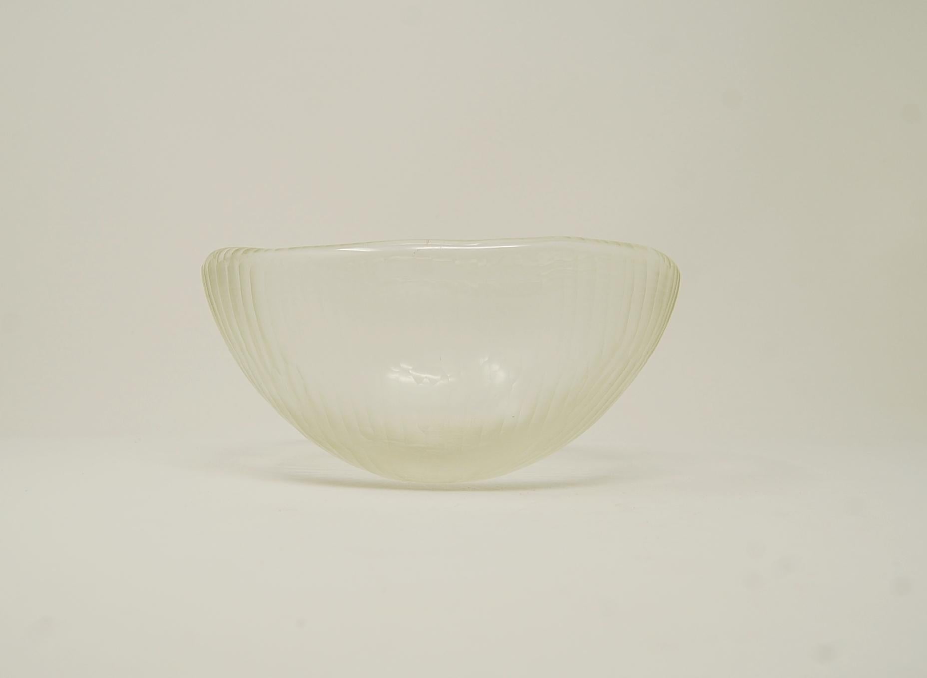 Mid-Century Modern Vintage Murano Art Glass Bowl with Battuto Surface