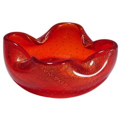 Vintage Murano Art Glass Bowl with Gold Foil 1950s