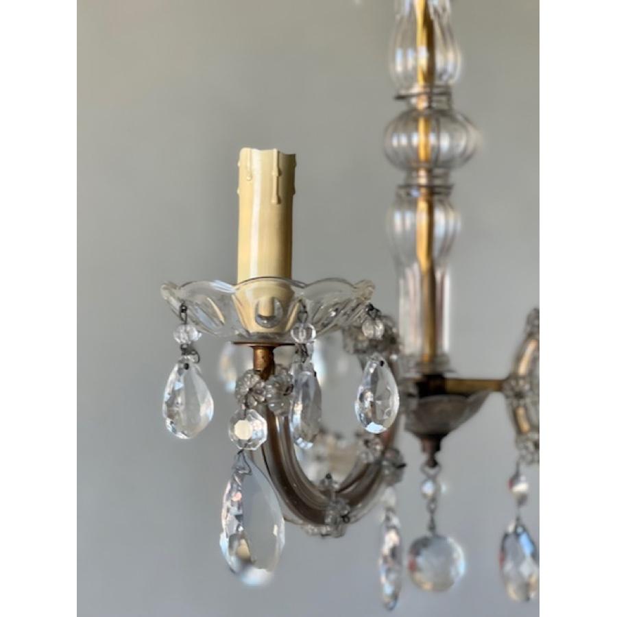 Brass Vintage Murano Art Glass Chandelier, Italy, circa 1940 For Sale