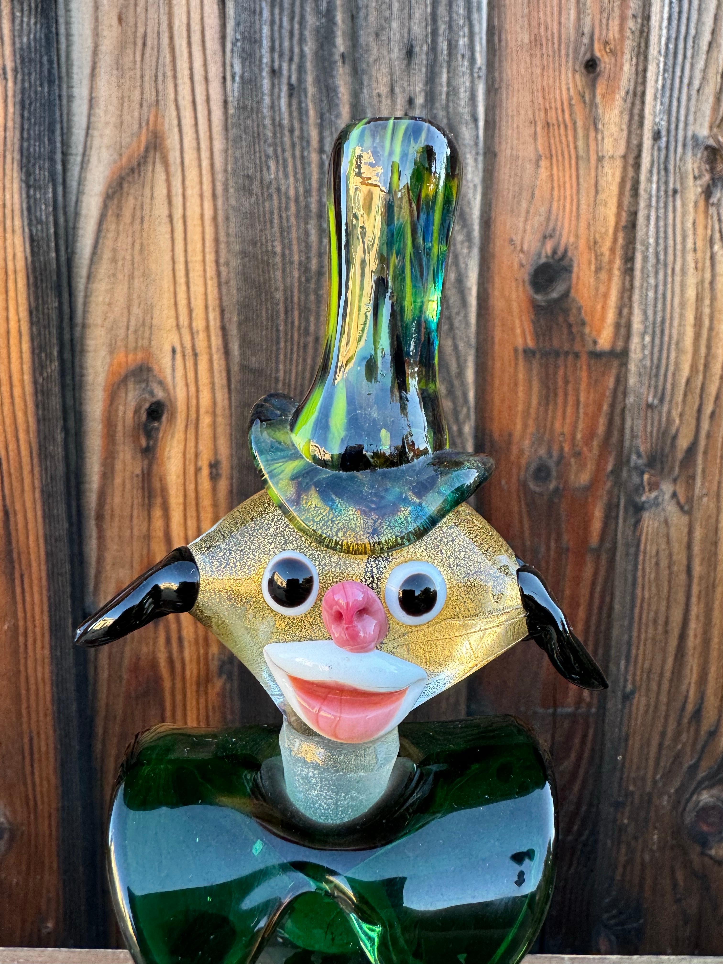 Vintage Murano Art Glass, Decantador Payaso en Bueno Estado en San Carlos, CA