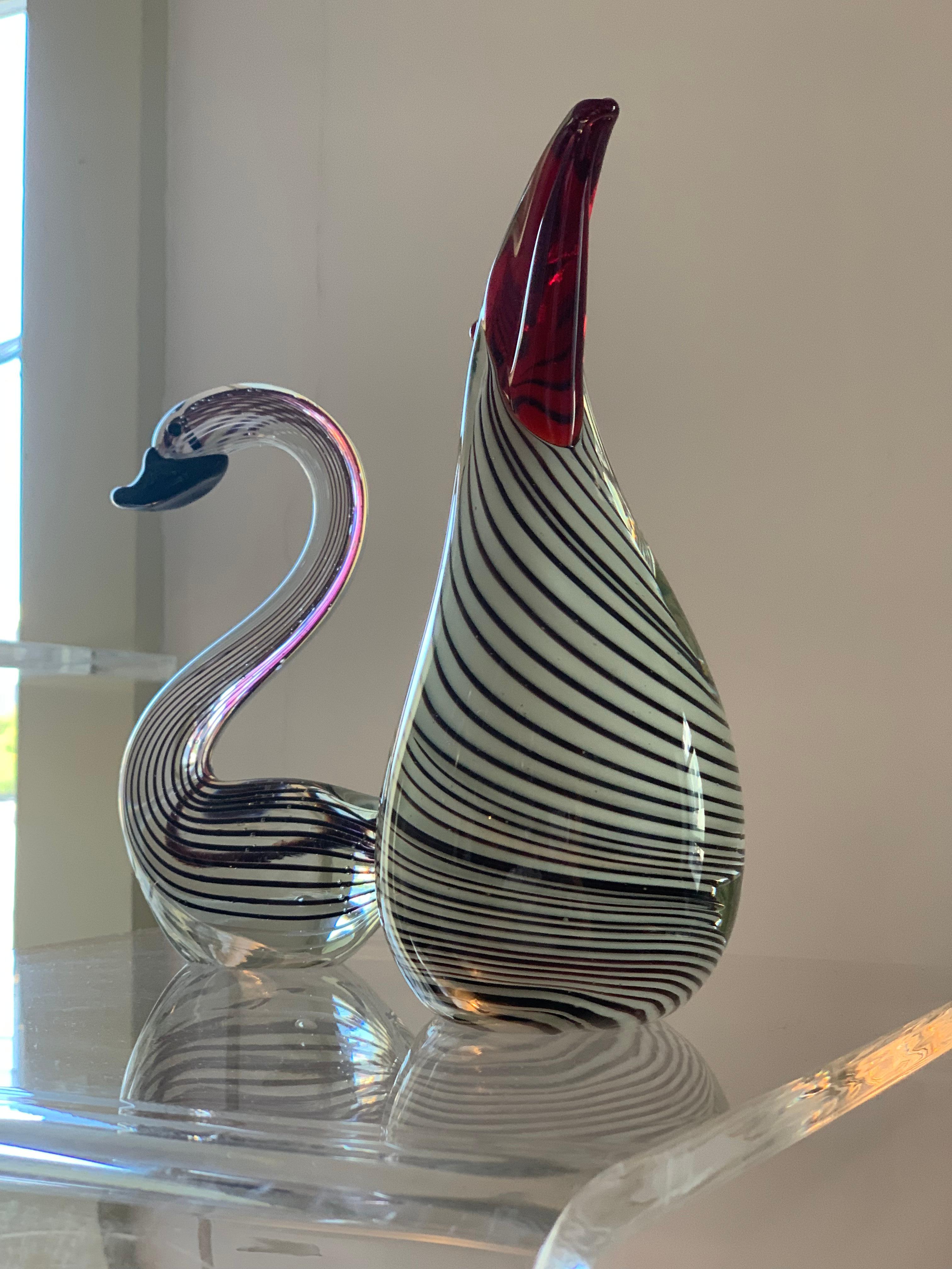 Mid-Century Modern Vintage Murano Art Glass Dino Martens Swan and Seagull Midcentury Pair