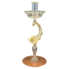 Vintage Murano Art Glass Dolphin Candlestick, Italy, circa 1970s