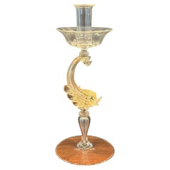 Vintage Murano Art Glass Dolphin Candlestick, Italy, circa 1970s