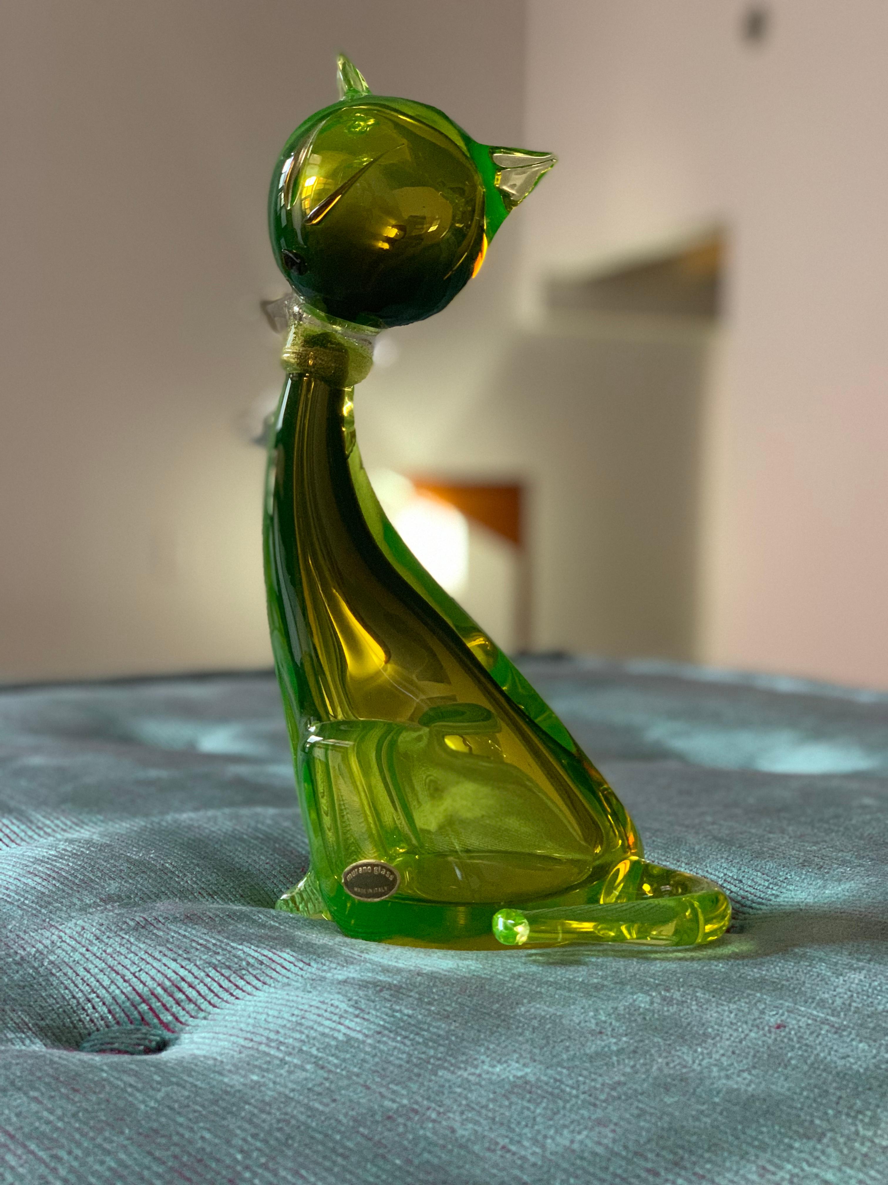 vintage murano glass cat