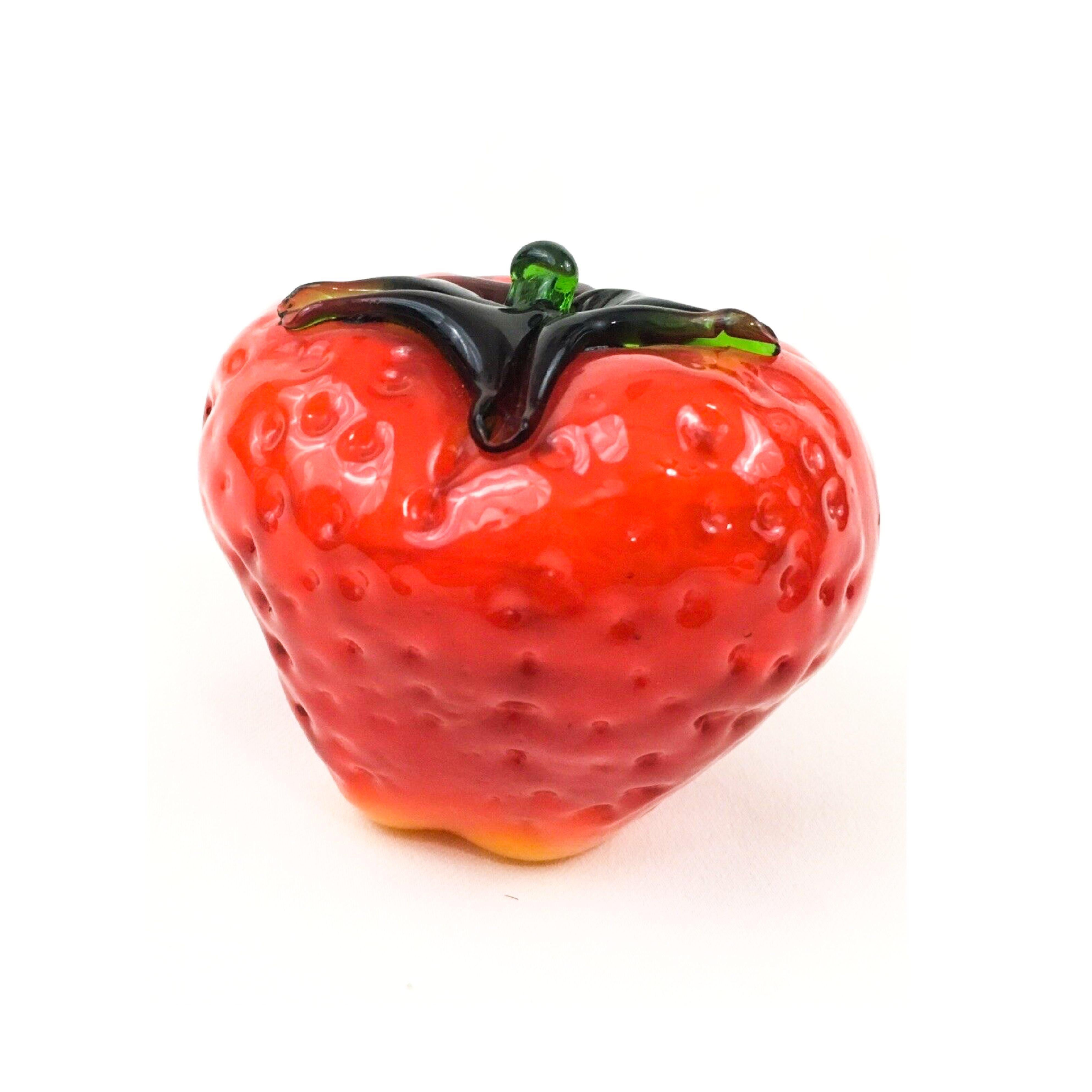 Vintage Murano art glass monumental red strawberry sculpture: blown-glass, pop art and truly adorable.