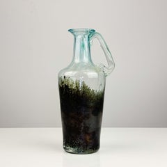 Vase-pichet vintage en verre d'art de Murano avec anse rapportée, Italie