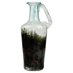 Vase-pichet vintage en verre d'art de Murano avec anse rapportée, Italie