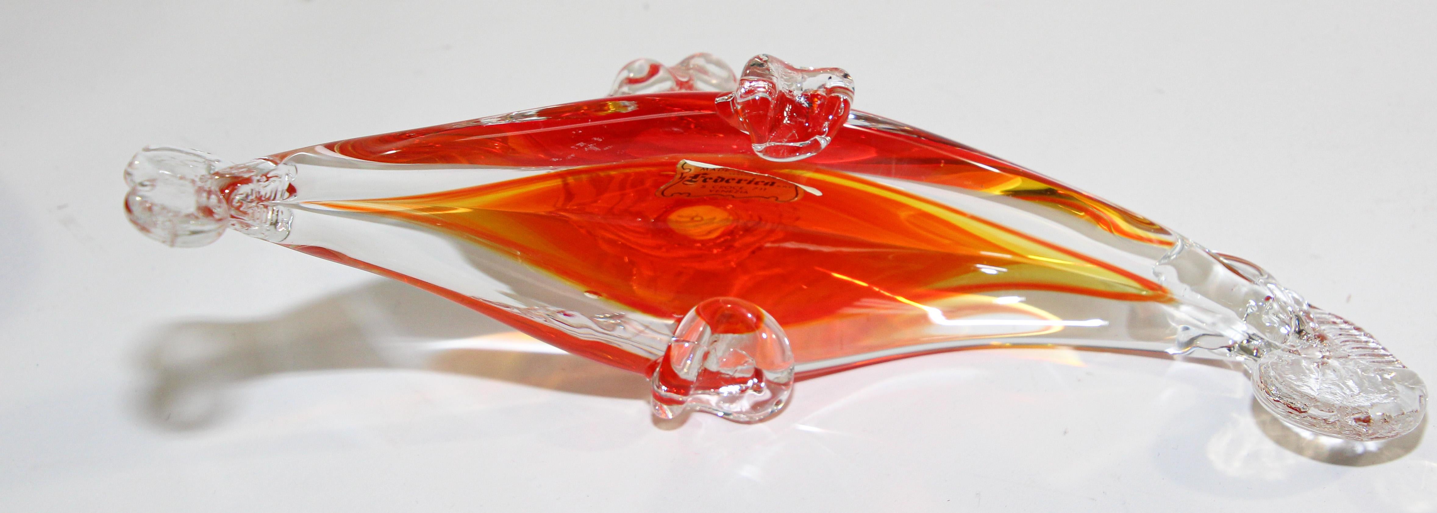 Hand-Crafted Vintage Murano Art Glass Venetian Sculpture of Gondolas Ashtrays Italy For Sale