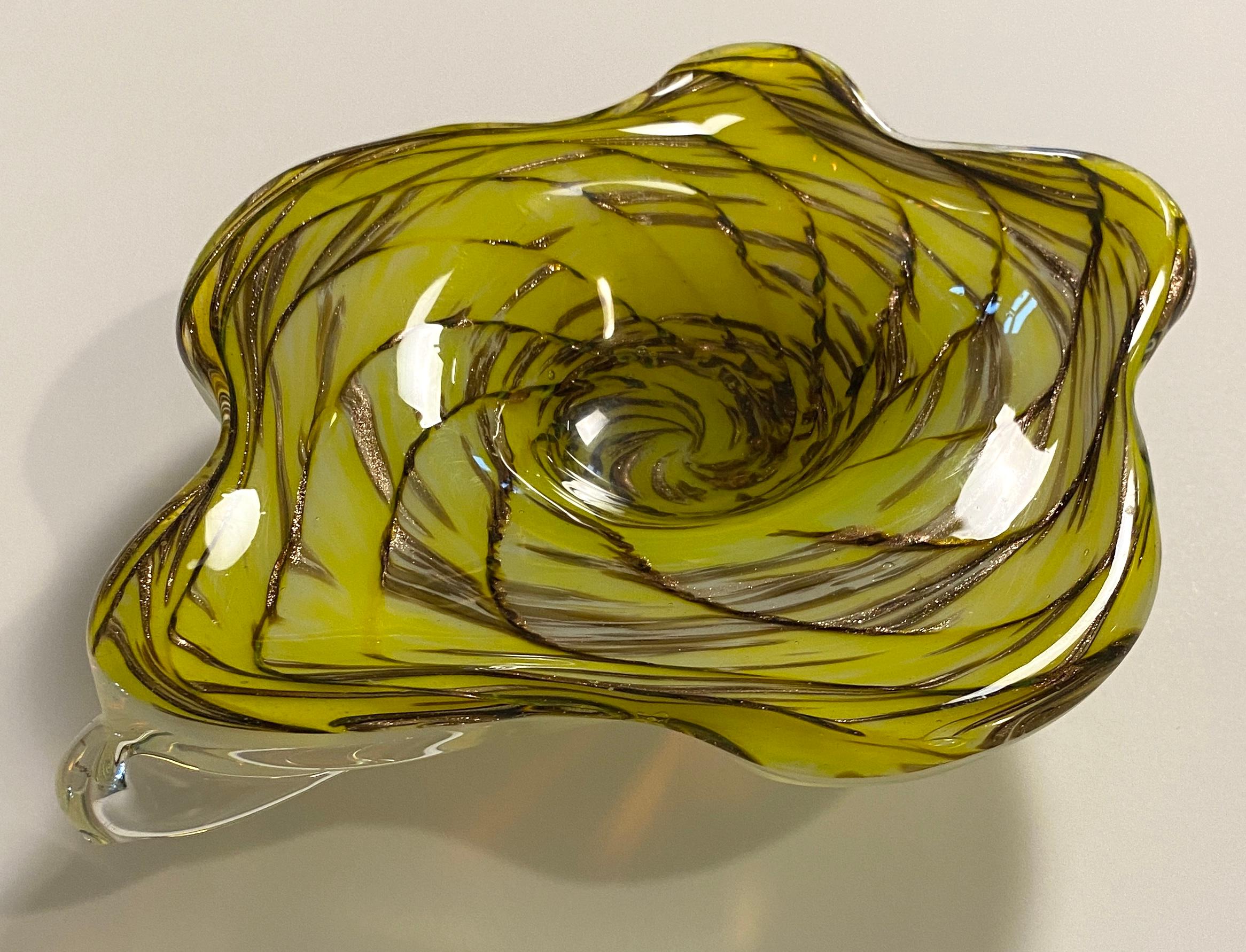 Mid-Century Modern Vintage Murano Art Glass Vide Poche or Italian Glass Decorative Bowl For Sale