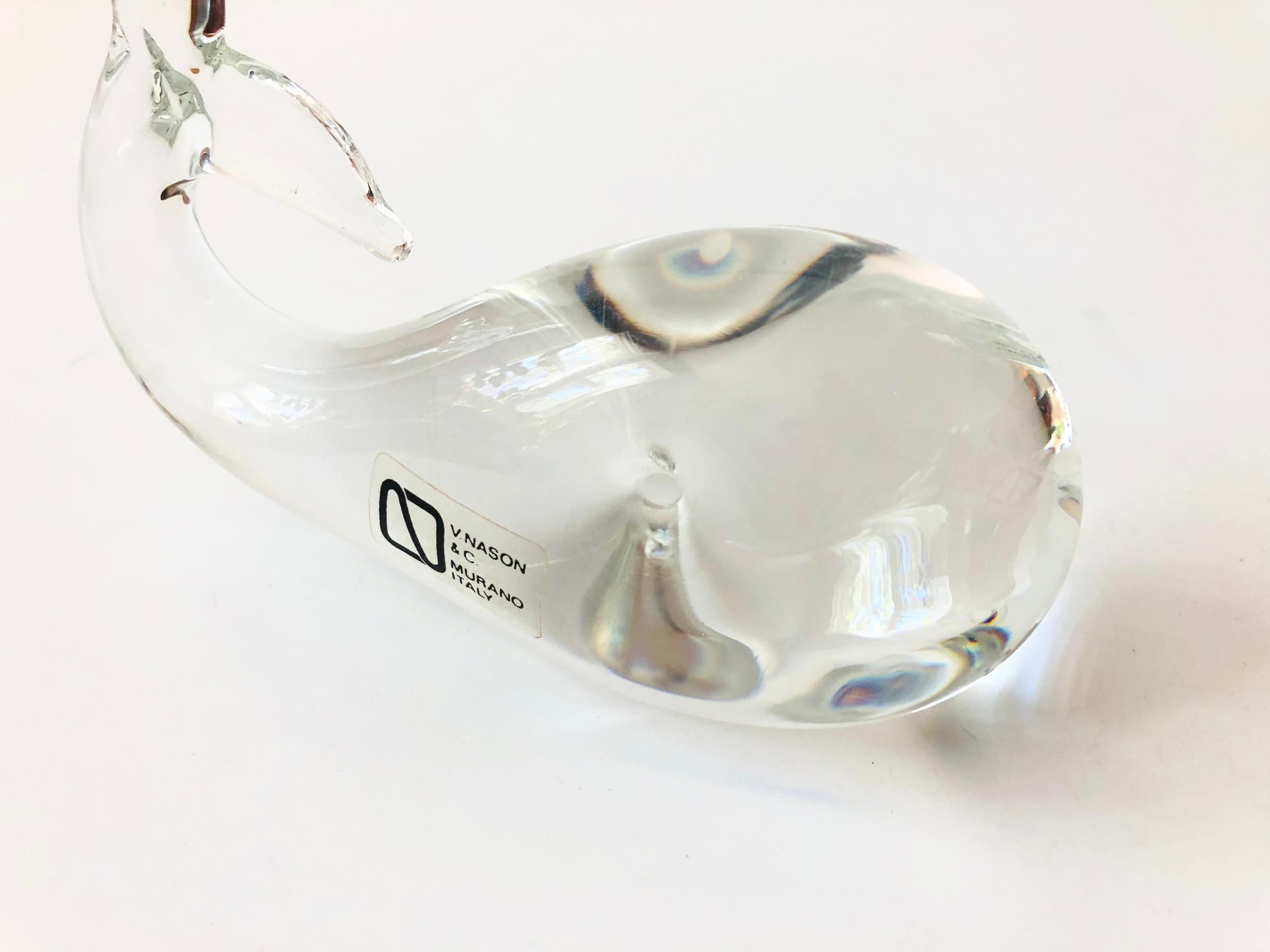 glass whale paperweight