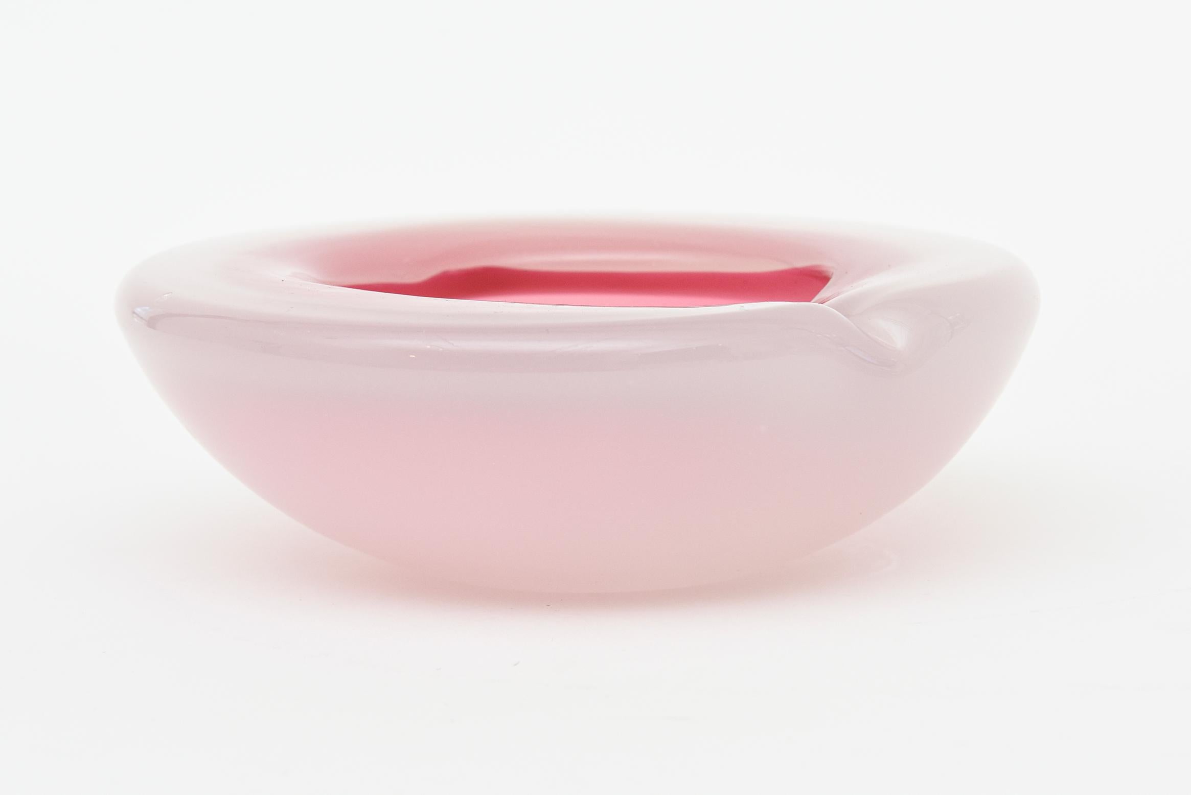 Vintage Murano Atrributed Seguso Pink Shades Sommerso Geode Glass Bowl Italian 5