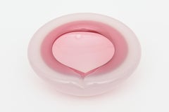 Vintage Murano Atrributed Seguso Pink Shades Sommerso Geode Glass Bowl Italian