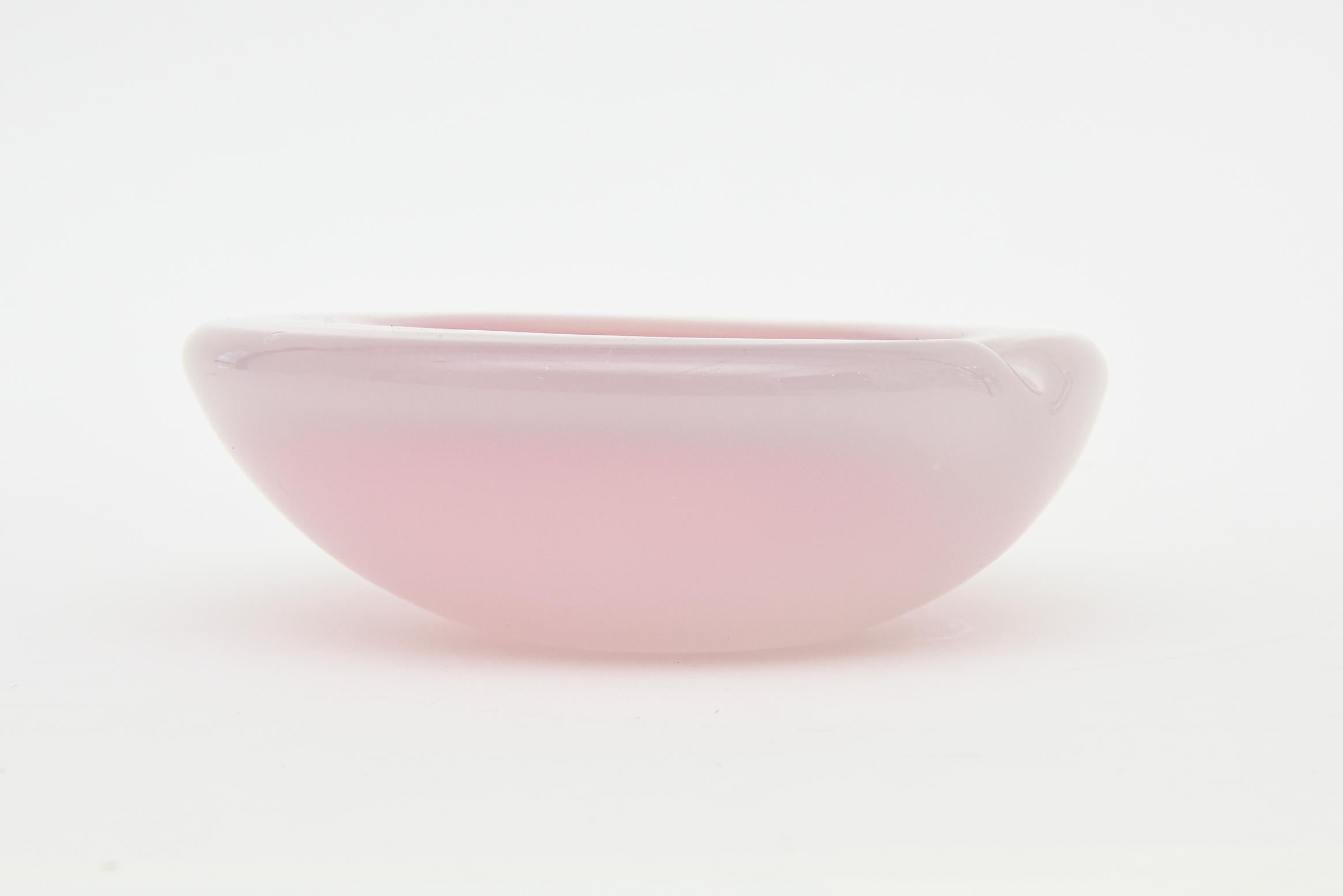 Blown Glass Vintage Murano Atrributed Seguso Pink Shades Sommerso Geode Glass Bowl Italian