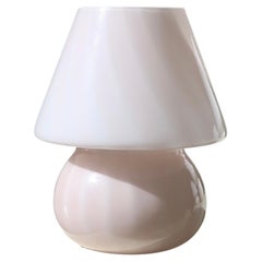 Retro Murano Baby Mushroom Lamp in Soft Rose Pink Glass Italian 70s Original