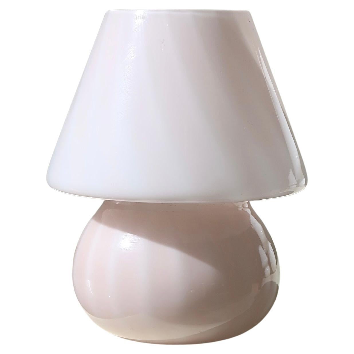 Vintage Murano Baby Mushroom Lamp in Soft Rose Pink Glass Italian 70s Original For Sale