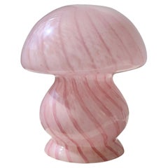 Lampe champignon en verre rose doux italien d'origine de Murano